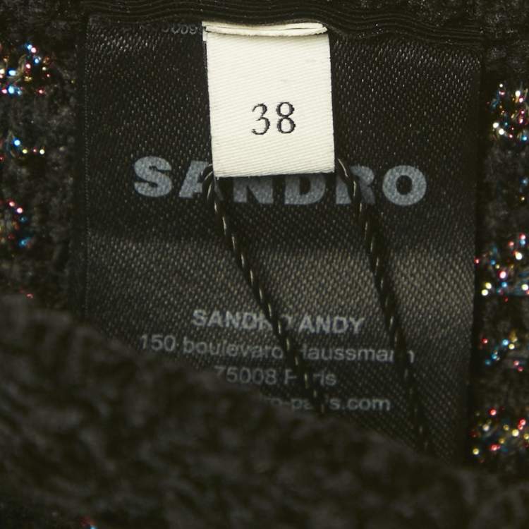 Pre Owned Sandro Black Velvet and Lurex Tweed Mini Skirt M