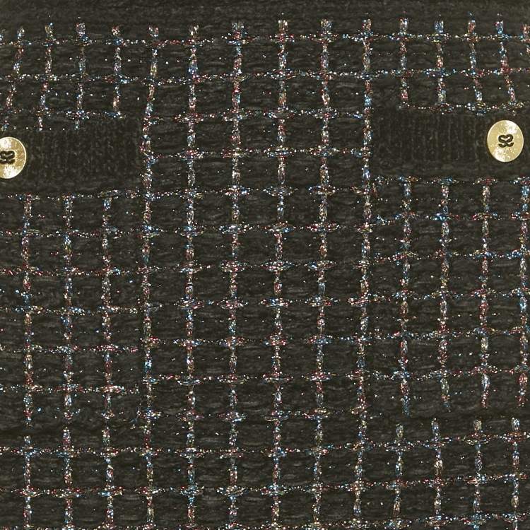 Pre Owned Sandro Black Velvet and Lurex Tweed Mini Skirt M