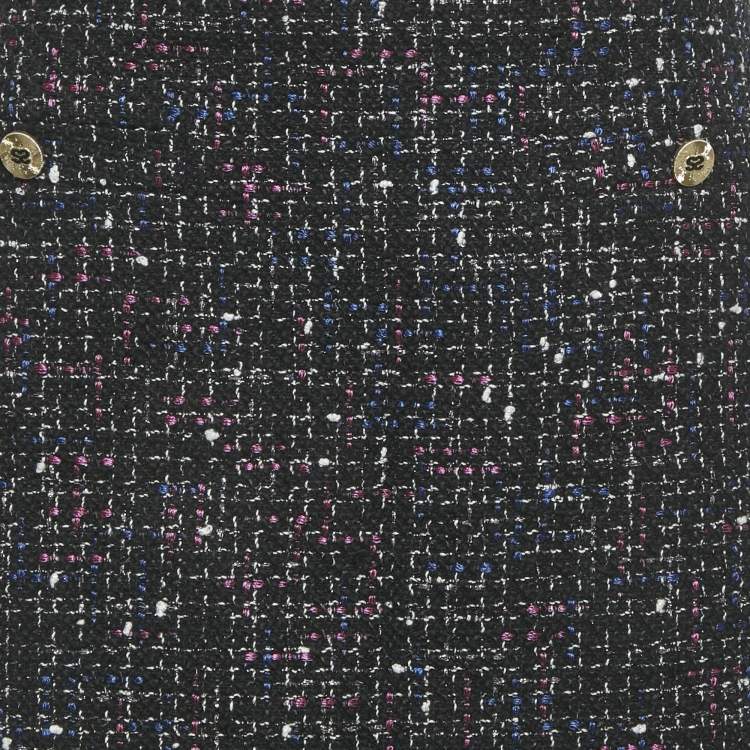 Pre Owned Sandro Black Lurex Tweed Frill Trim Mini Skirt S 