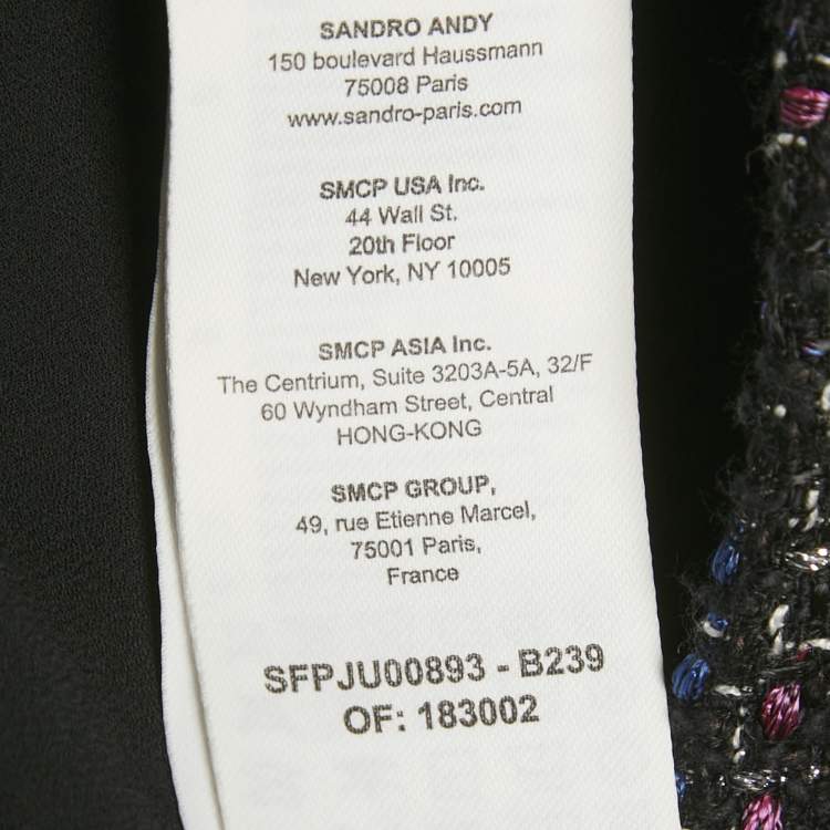 Pre Owned Sandro Black Lurex Tweed Frill Trim Mini Skirt S 