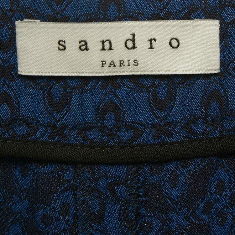 Pre Owned Sandro Blue Jacquard Crepe Amparo Pants L