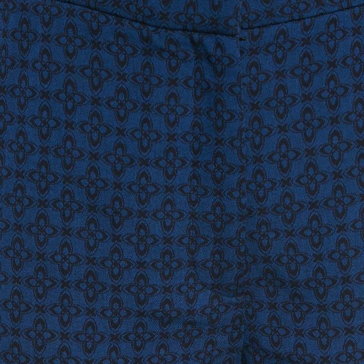 Pre Owned Sandro Blue Jacquard Crepe Amparo Pants L