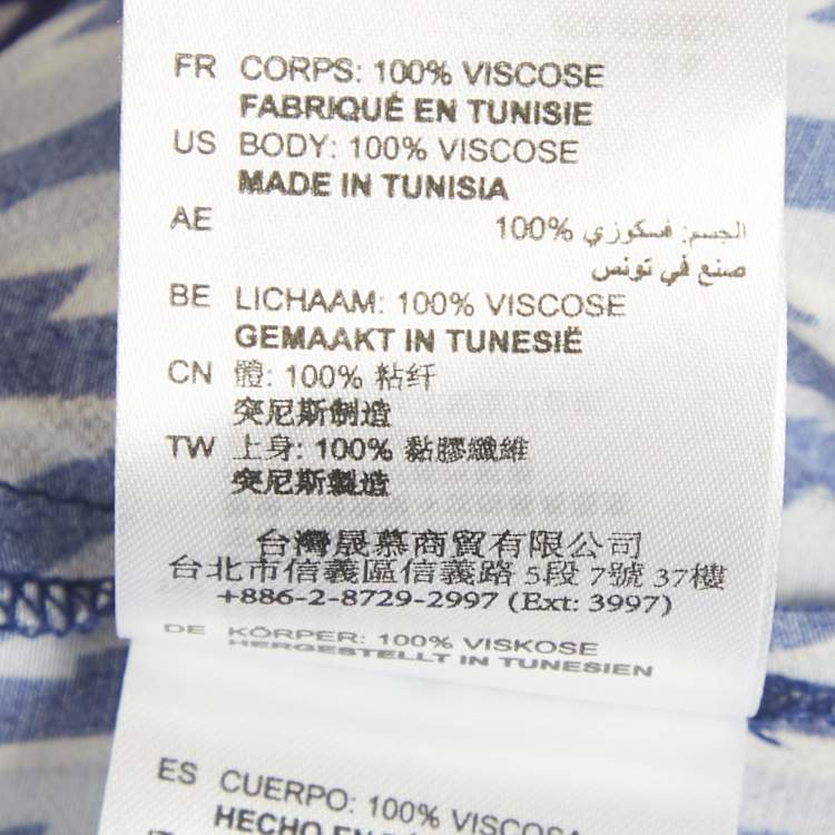 Pre Owned Sandro Blue Lightning Bolt Print Crepe Cold Shoulder Midi Dress S 