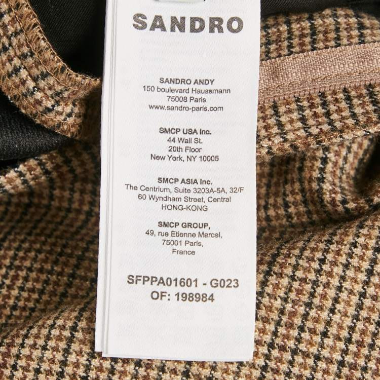 Pre Owned Sandro Brown Micro Houndstooth Trousers M