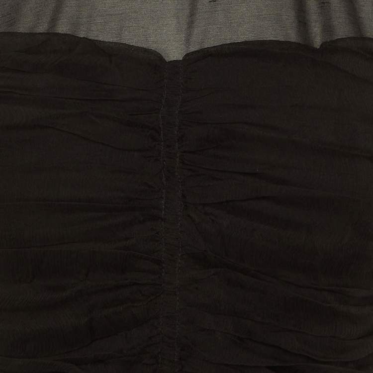 Pre Owned Sandro Black Silk Chiffon Ruffled Mini Dress M
