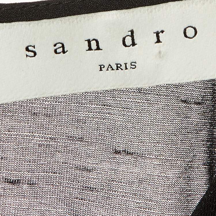 Pre Owned Sandro Black Silk Chiffon Ruffled Mini Dress M