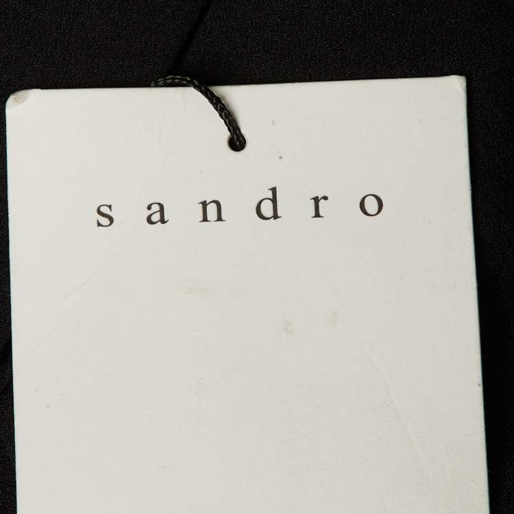 Pre Owned Sandro Black Silk Chiffon Ruffled Mini Dress M