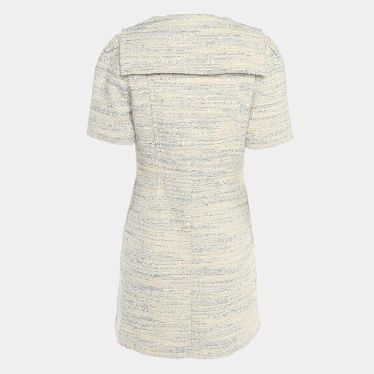 Pre Owned Sandro Cream/Blue Tweed Mini Dress S