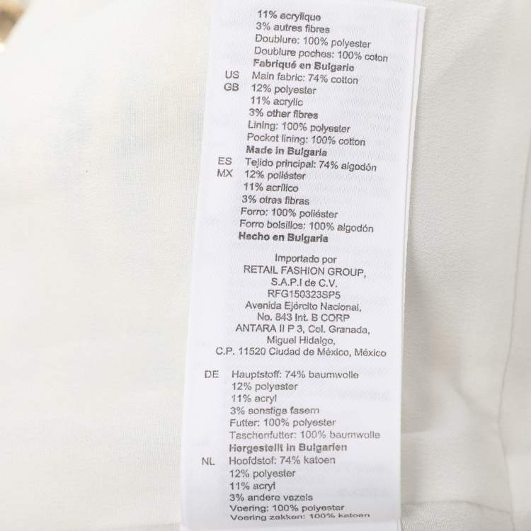 Pre Owned Sandro Cream/Blue Tweed Mini Dress S