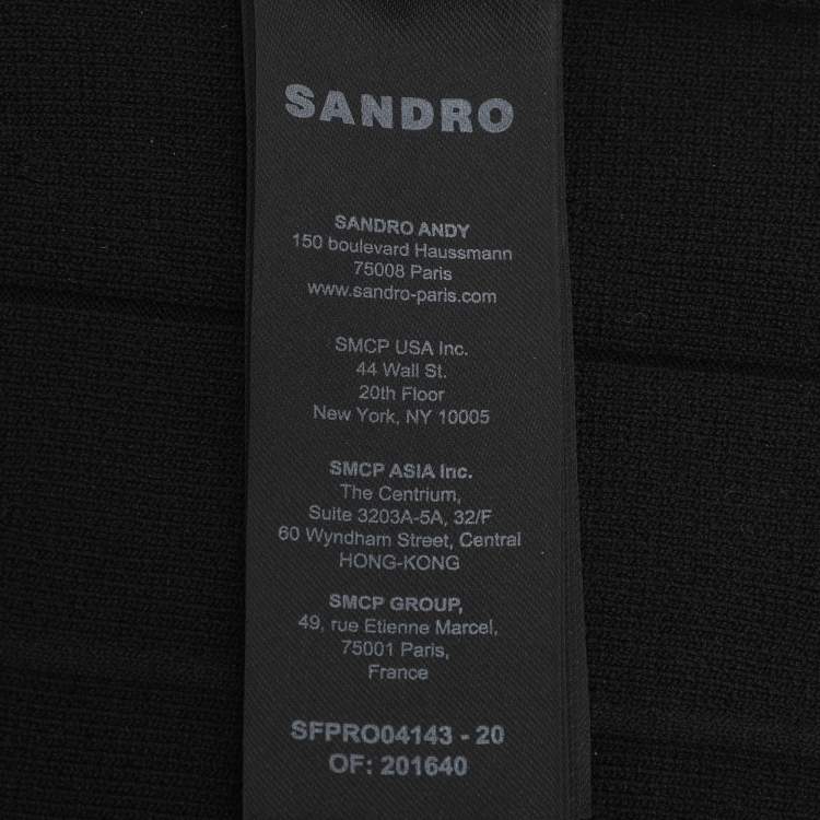 Pre Owned Sandro Black/White Knit Sleeveless Dress M