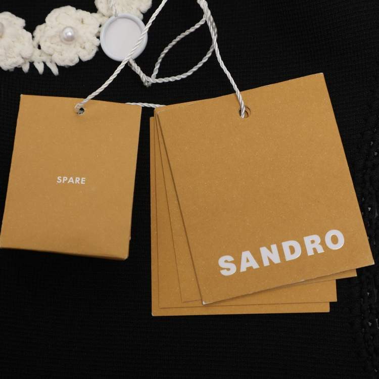 Pre Owned Sandro Black/White Knit Sleeveless Dress M