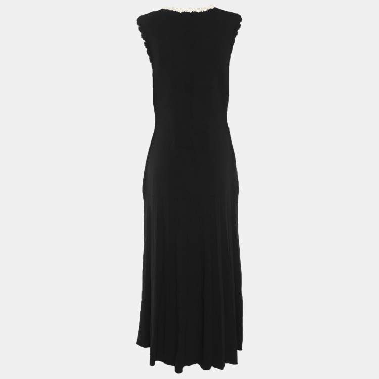 Pre Owned Sandro Black/White Knit Sleeveless Dress M