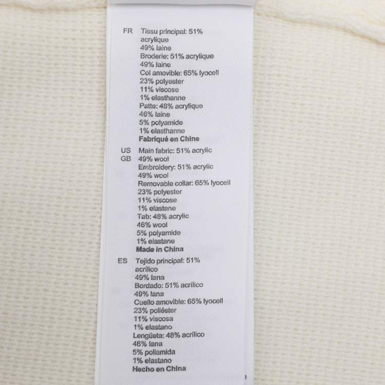 Pre Owned Sandro Cream/Blue Knit Wool Button Front Sweater M