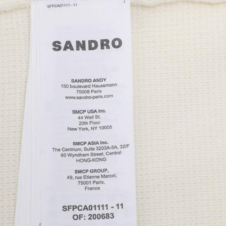 Pre Owned Sandro Cream/Blue Knit Wool Button Front Sweater M