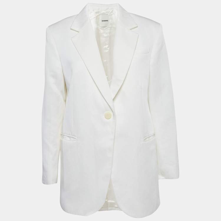 Pre Owned Sandro White Linen Blend Alicia Blazer M