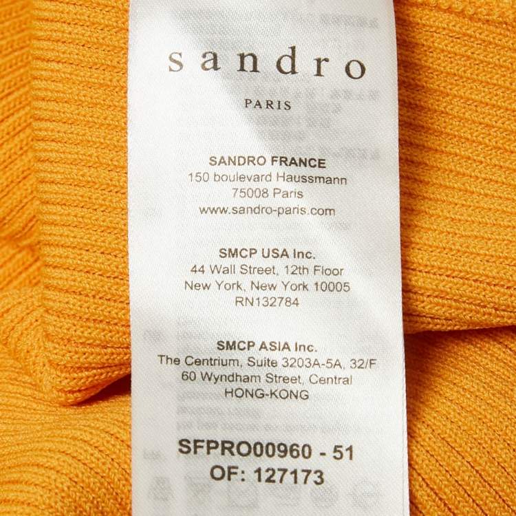 Pre Owned Sandro Mustard Yellow Rib Knit Midi Dress S