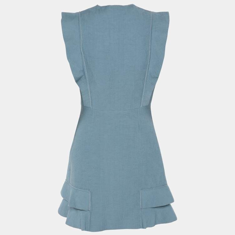 مملوكة مسبقًا Sandro Blue Viscose Ruffled Mini Dress S