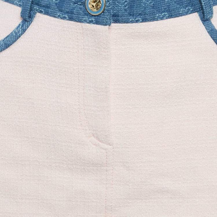 Pre Owned Sandro Pink Tweed Flounced Mini Skirt S 