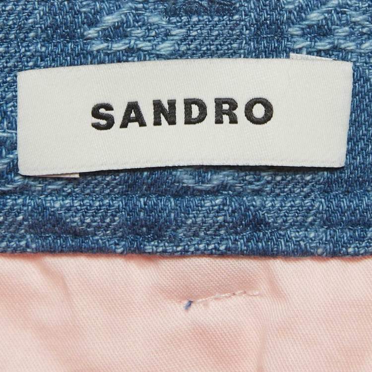 Pre Owned Sandro Pink Tweed Flounced Mini Skirt S 