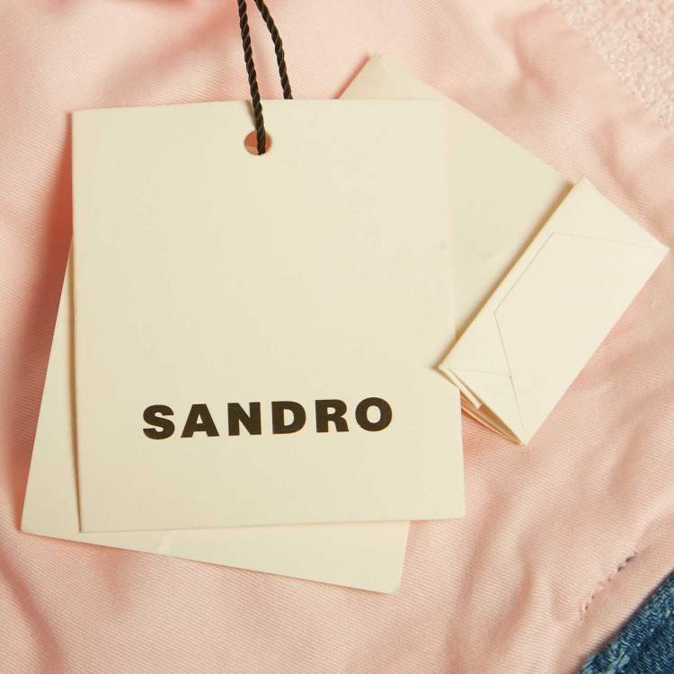 Pre Owned Sandro Pink Tweed Flounced Mini Skirt S 