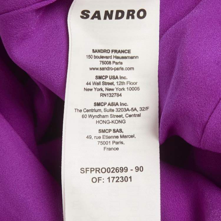 Pre Owned Sandro Fuchsia Velvet V-Neck Mini Dress S