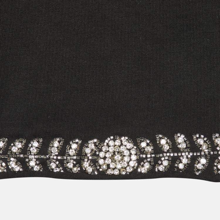 Pre Owned Sandro Black Cotton Rhinestone Embellished Larry Crop Top M