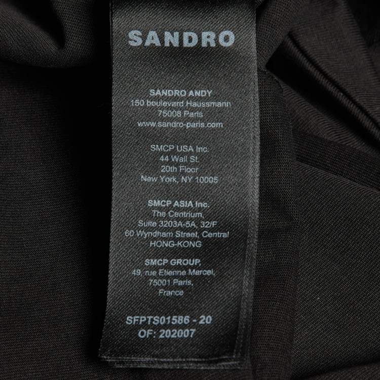 Pre Owned Sandro Black Cotton Rhinestone Embellished Larry Crop Top M