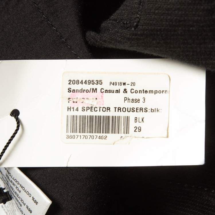 Pre Owned Sandro Black Corduroy Spector Trousers M Waist 29"