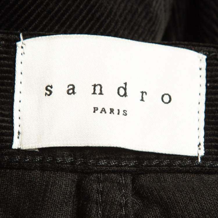 Pre Owned Sandro Black Corduroy Spector Trousers M Waist 29"