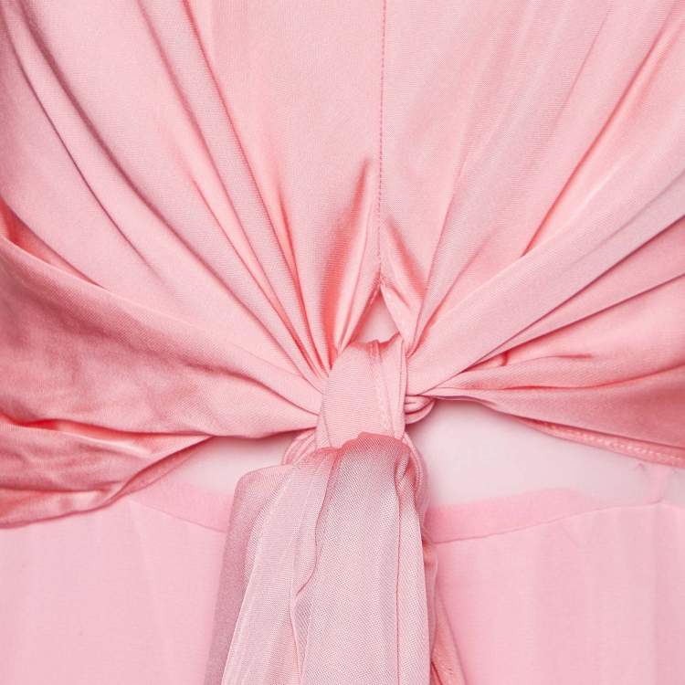 Pre Owned Sandro Pink Satin & Crepe Janyce Midi Dress M