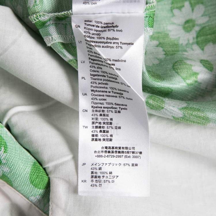 Pre Owned Sandro Green Ashley Floral Print Linen Blend Midi Dress S