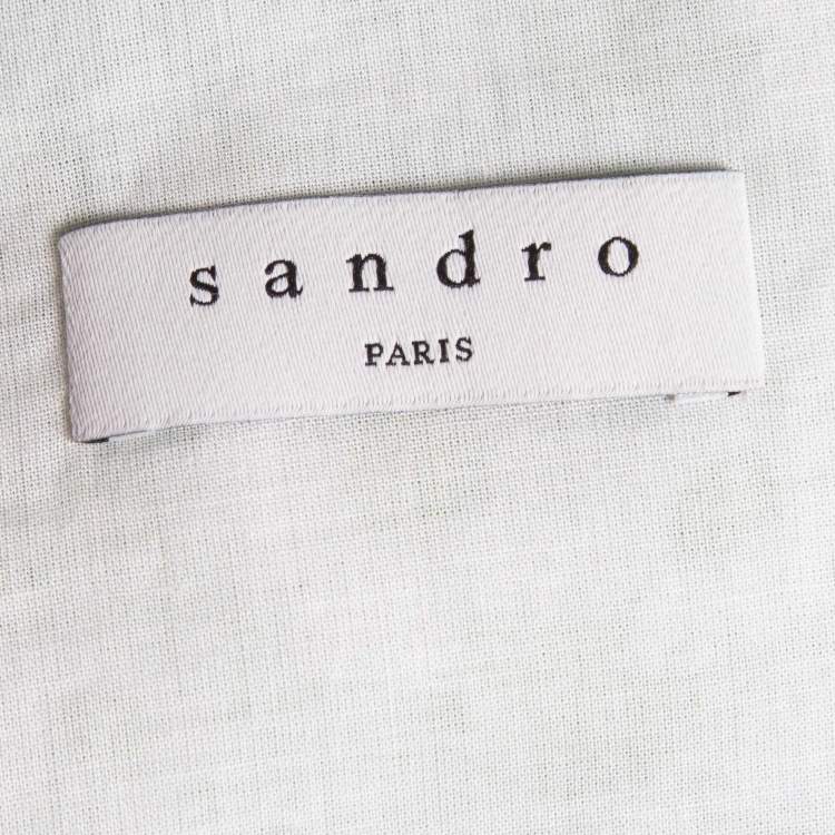 Pre Owned Sandro Green Ashley Floral Print Linen Blend Midi Dress S