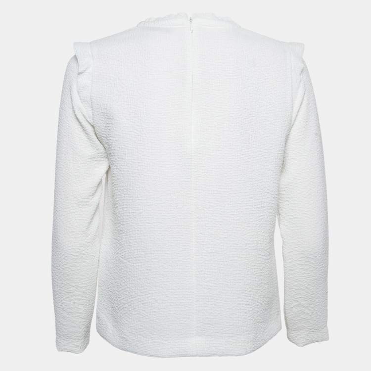 Pre Owned Sandro White Gauze Long Sleeve Top S