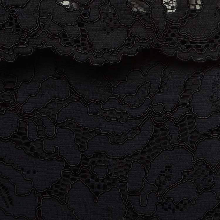 Pre Owned Sandro Black Lace Top & Skirt Set L