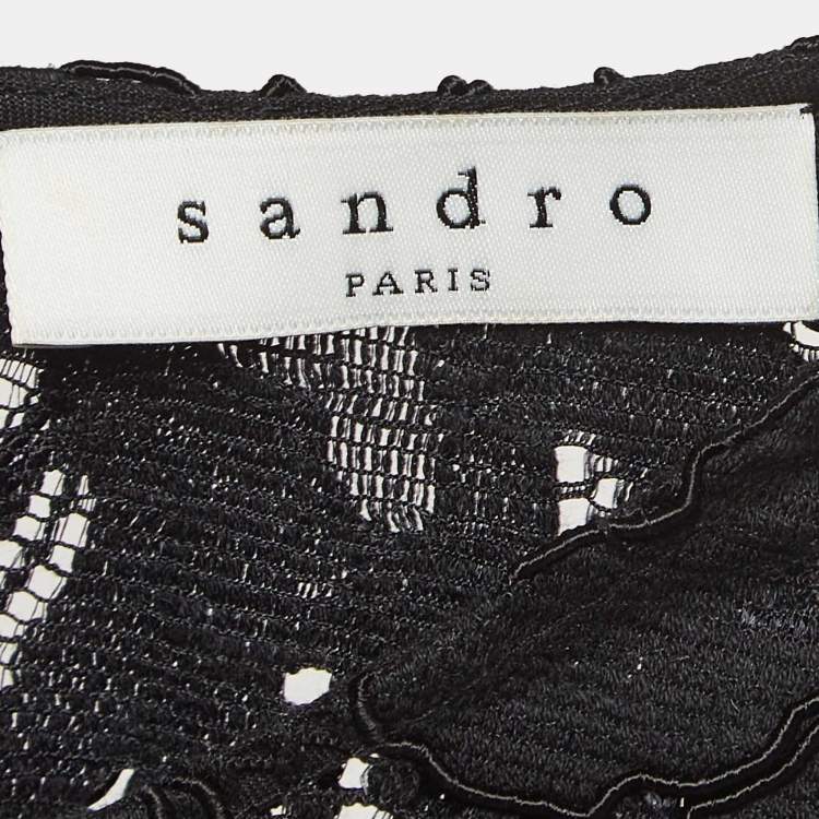 Pre Owned Sandro Black Lace Top & Skirt Set L