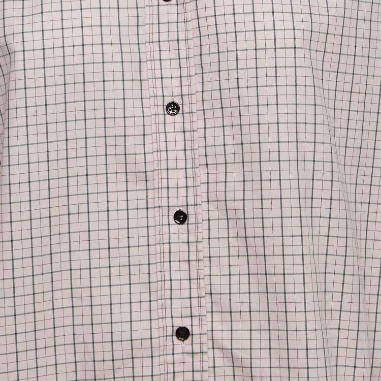 Pre Owned Sandro Pink Checkered Cotton Puff Sleeves Shirt L