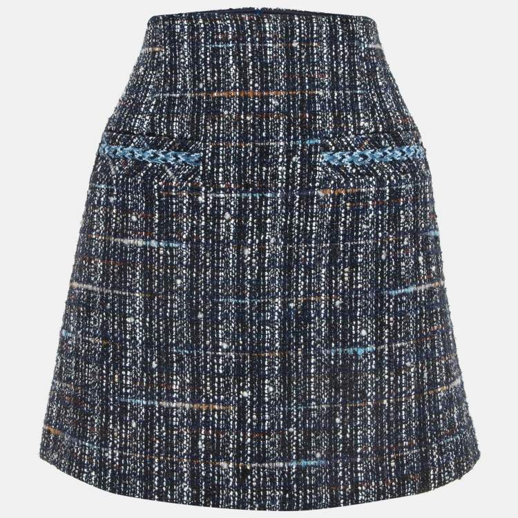 Sandro Navy Blue Tweed Mini Skirt M Sandro TLC