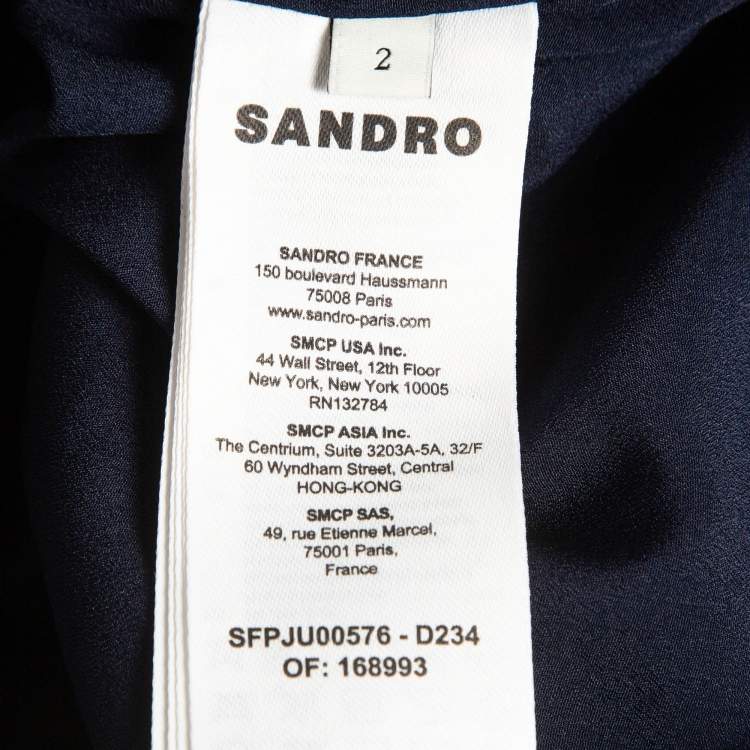 Pre Owned Sandro Navy Blue Tweed Mini Skirt M