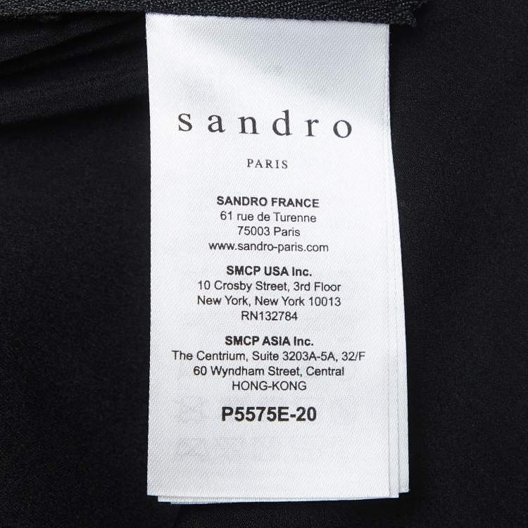 Pre Owned Sandro Black Patterned Lace Off-Shoulder Playsuit L