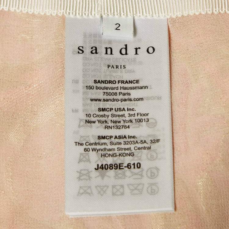 Pre Owned Sandro Pink/Gold Jacquard Mini Skirt M