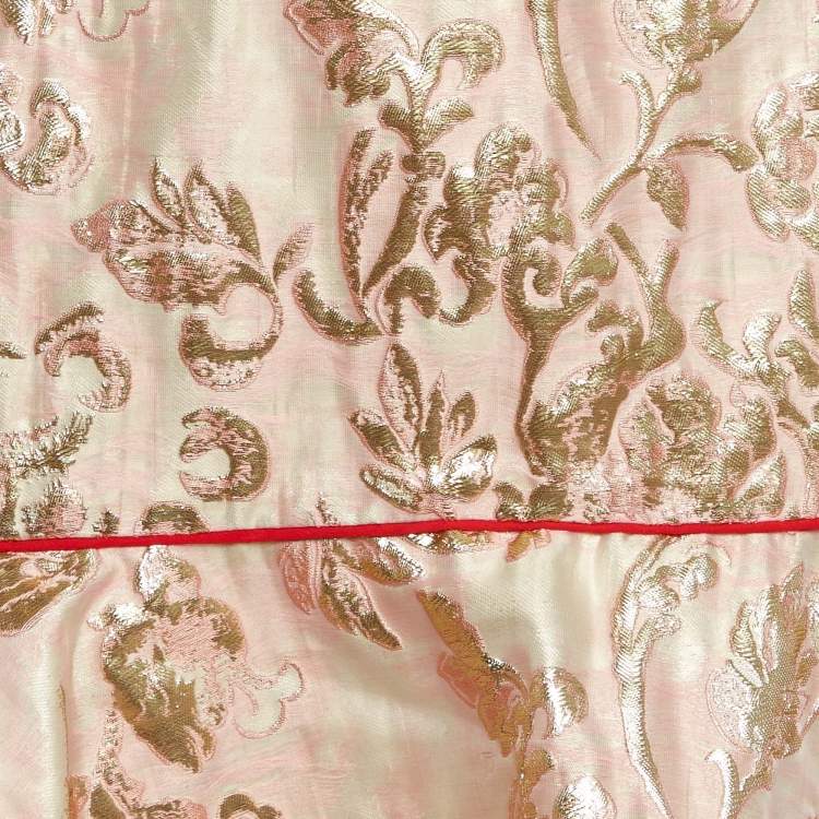 Pre Owned Sandro Pink/Gold Jacquard Mini Skirt M