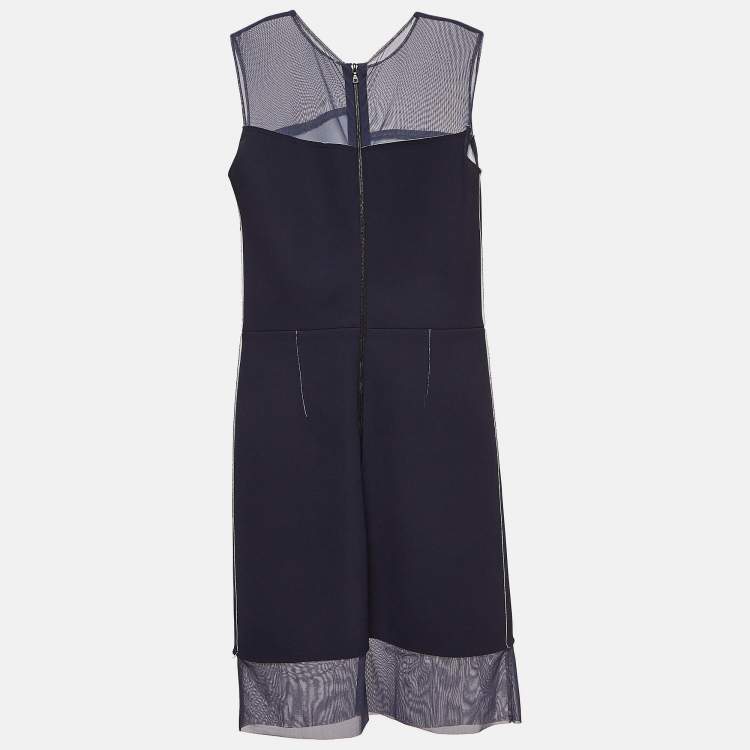 Pre Owned Sandro Navy Blue Crepe Sleeveless Sheath Dress S
