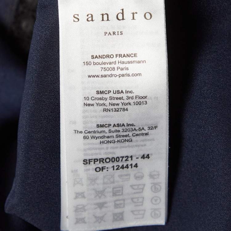 Pre Owned Sandro Navy Blue Emeline Lace Midi Dress S