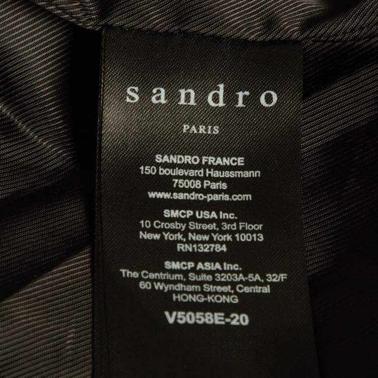 Pre Owned Sandro Black Lambskin Leather Zip-Up Jacket L