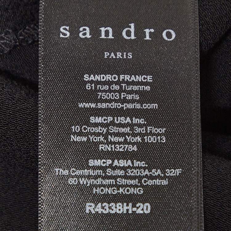 Pre Owned Sandro Black Black Crystal Embellished Crepe Tunic Dress L