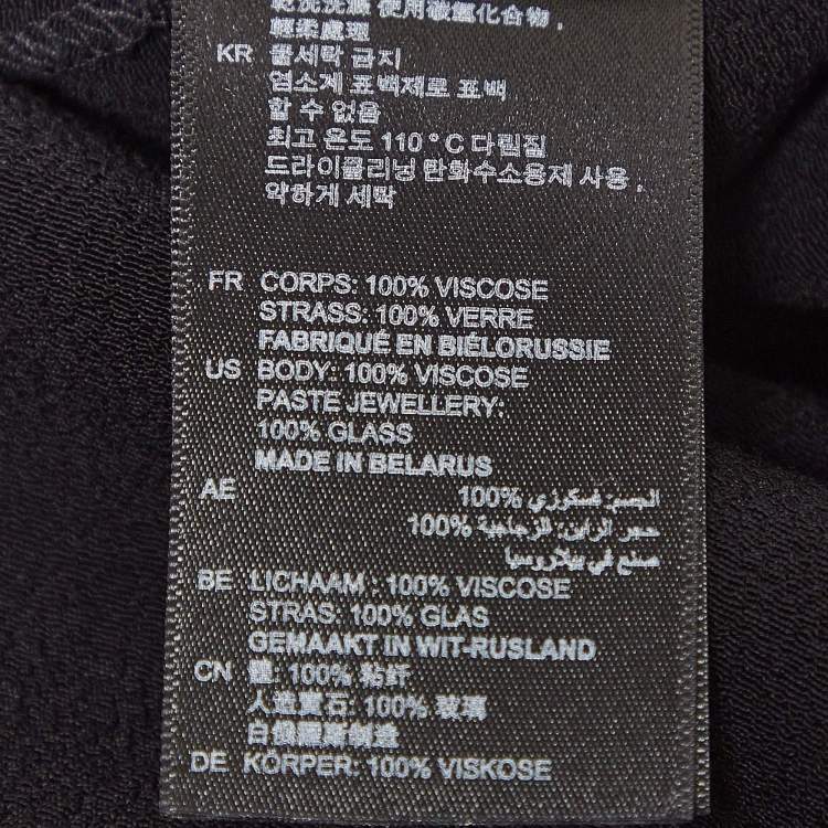 Pre Owned Sandro Black Black Crystal Embellished Crepe Tunic Dress L