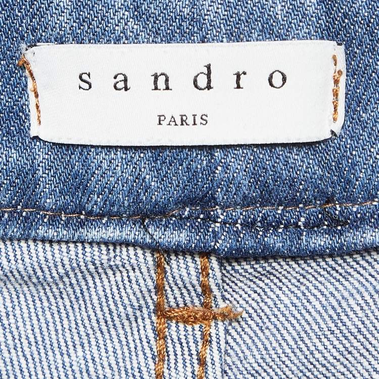 Pre Owned Sandro Blue Denim Skinny Jeans XS Waist 26"