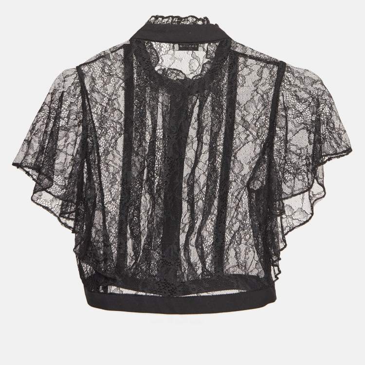 Pre Owned Sandro Black Lace Sheer Crop Top XS