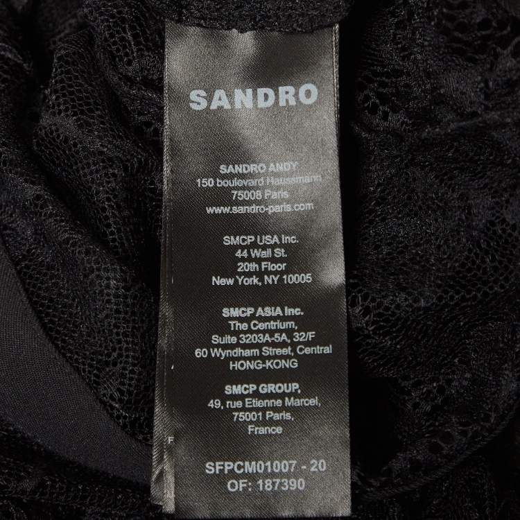 Pre Owned Sandro Black Lace Sheer Crop Top XS