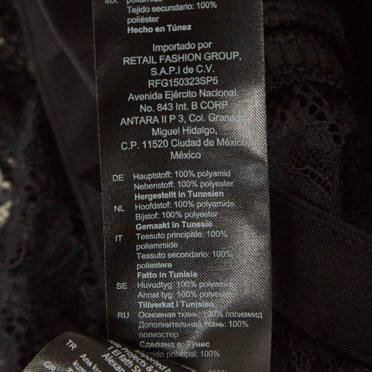 Pre Owned Sandro Black Lace Sheer Crop Top XS